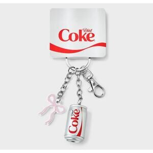 Diet Coke Graphic Keychain Charm with Pink Bow